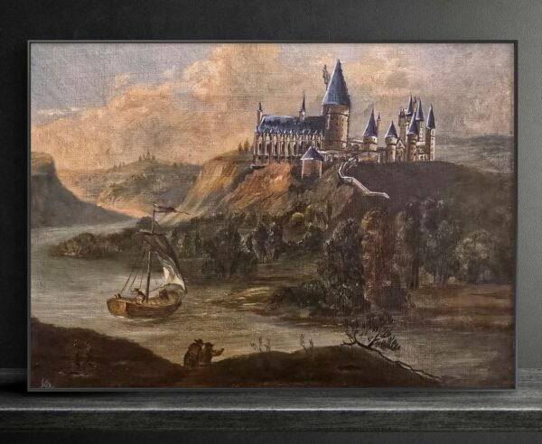Hogwarts thront auf einem Hügel über einer idyllischen Landschaft