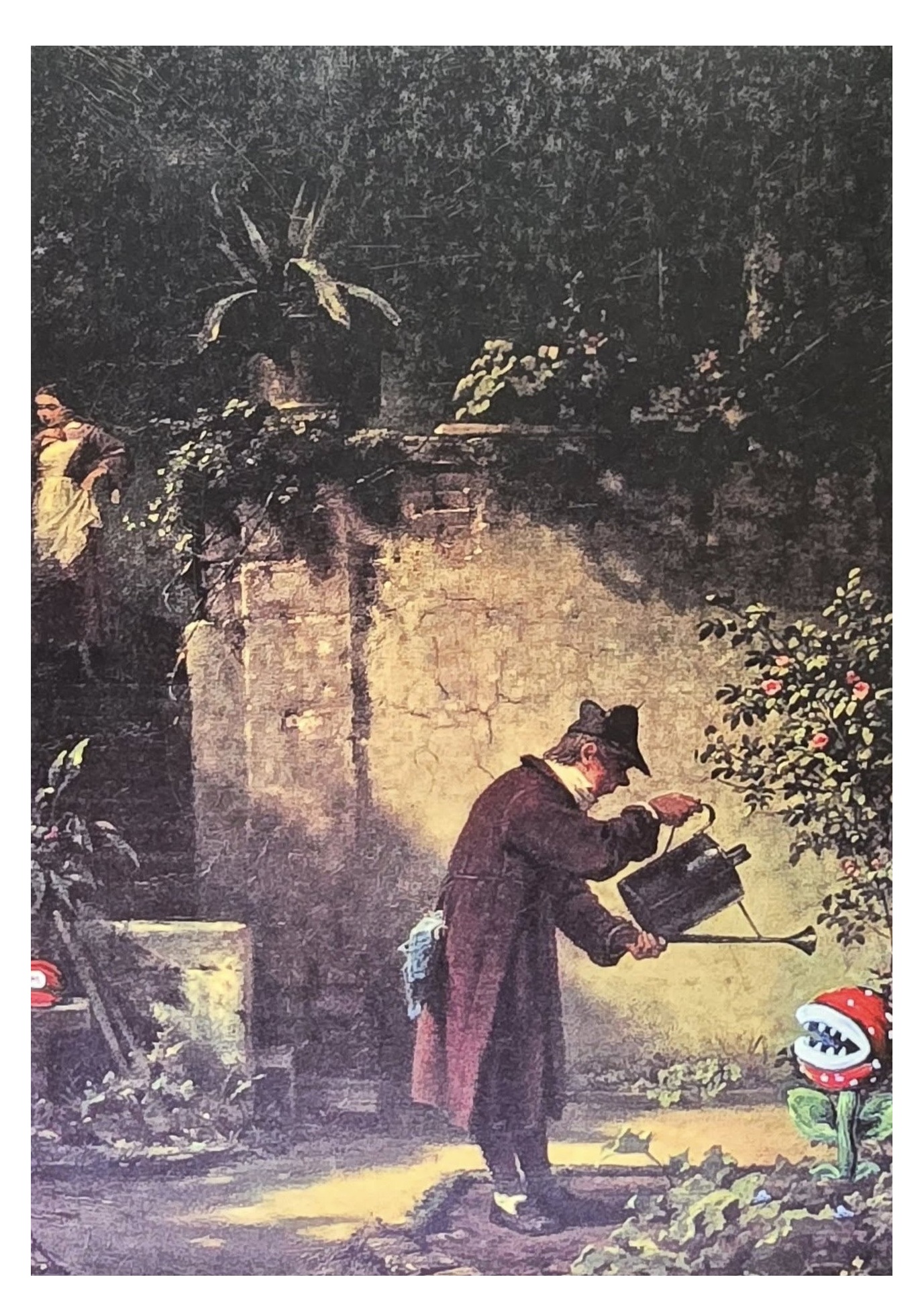 Spitzweg Blumen gießen - Postkarte – Bild 2
