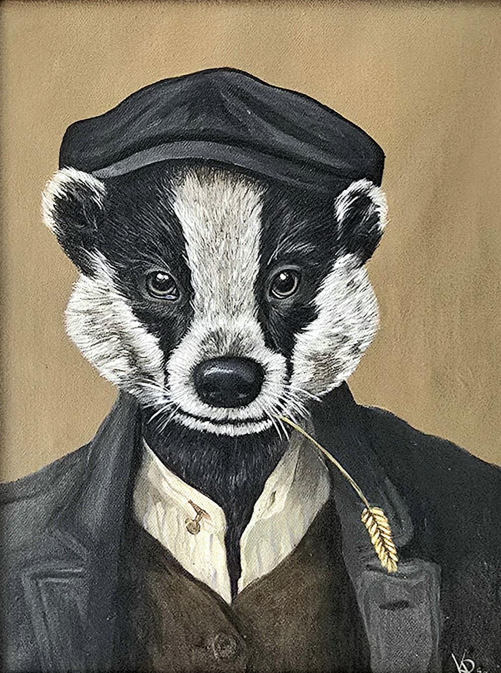 Verkauft - Herr Dachs - Original Upcycling Bild – Bild 2